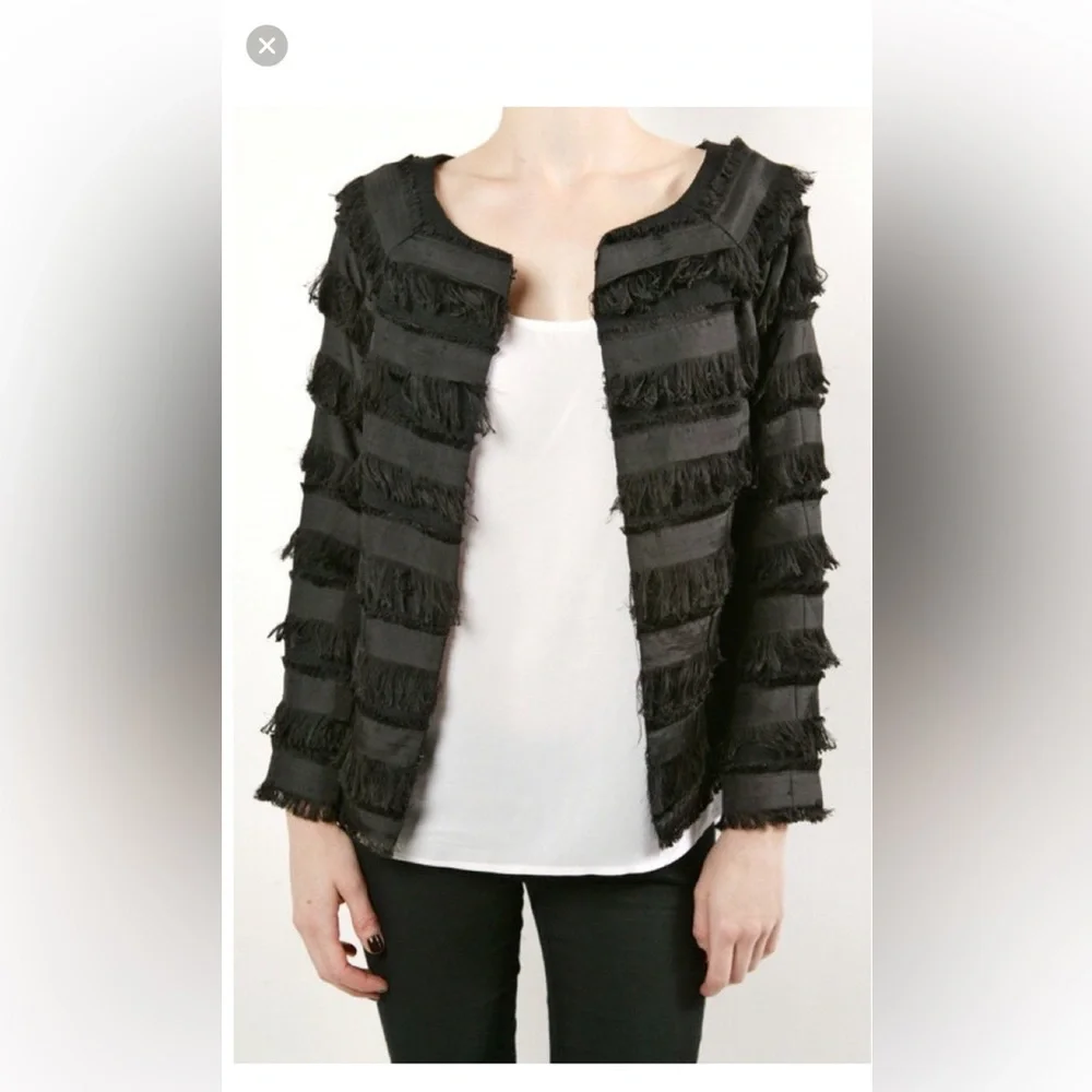 GUC Elizabeth and James Sunday Fringe Wool Silk Jacket Size S - Picture 2 of 9